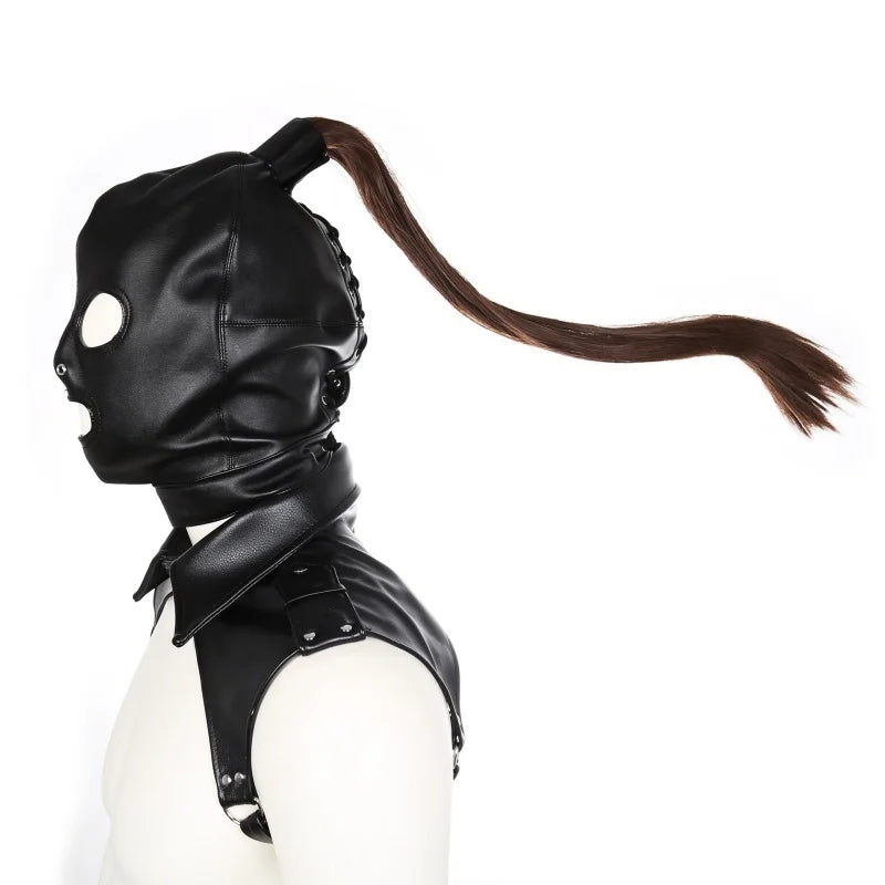 Masque/Cagoule cheval BDSM en cuir