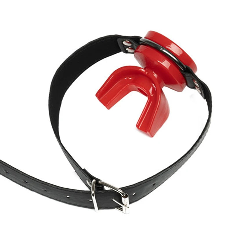 Gag bouche ouverte pour couples – Anneau oral BDSM en caoutchouc et cuir