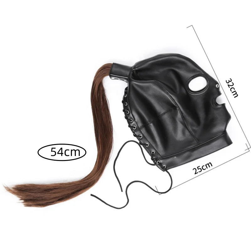 Masque/Cagoule cheval BDSM en cuir