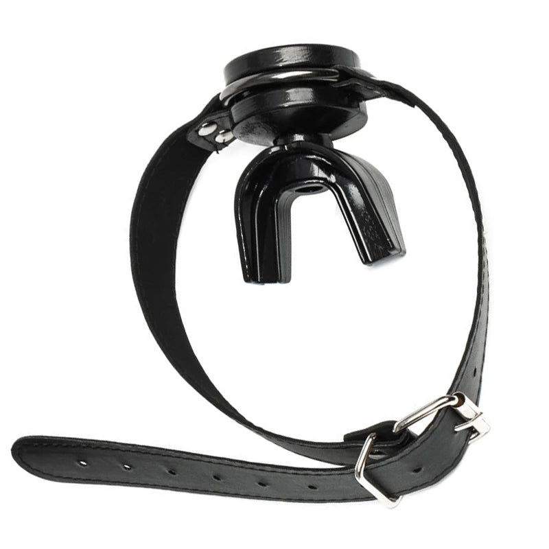 Gag bouche ouverte pour couples – Anneau oral BDSM en caoutchouc et cuir