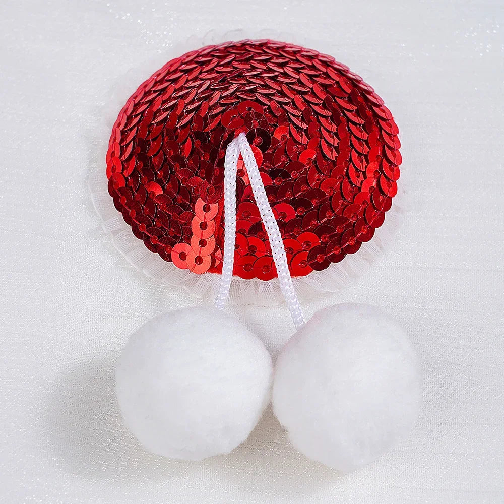 Cache-tétons en pompons Noël