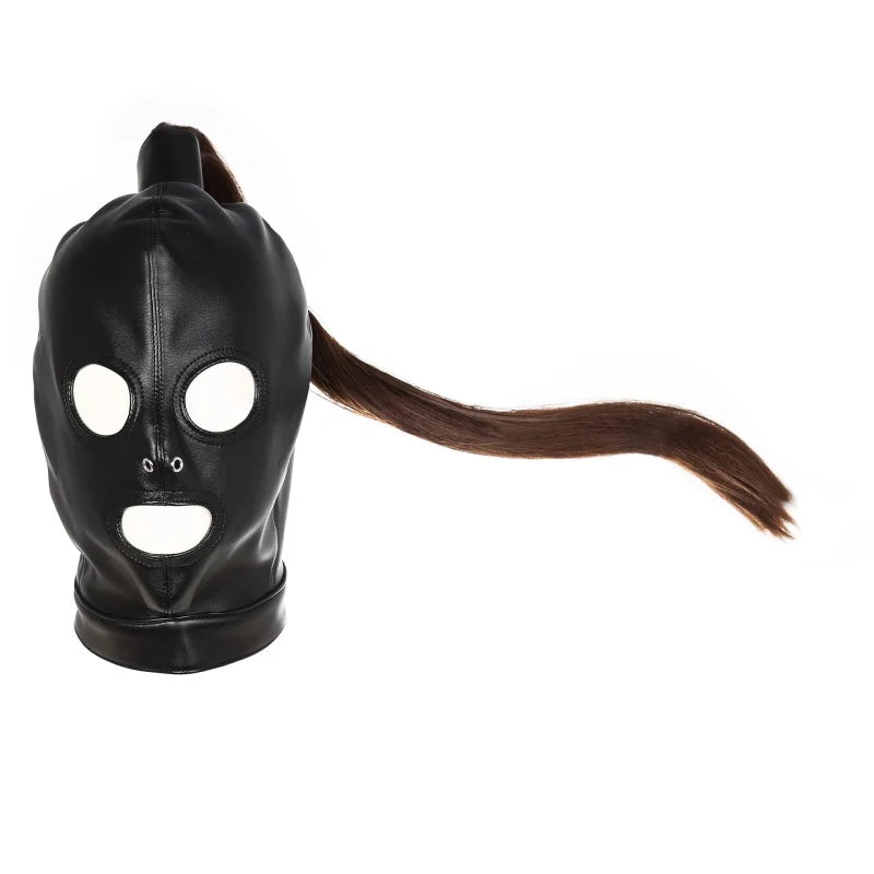 Masque/Cagoule cheval BDSM en cuir