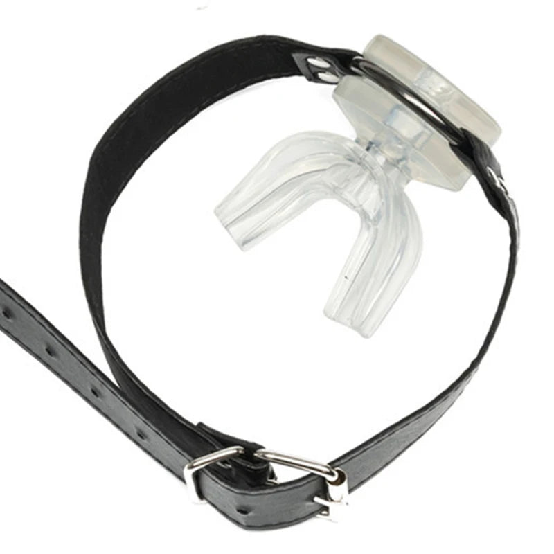 Gag bouche ouverte pour couples – Anneau oral BDSM en caoutchouc et cuir