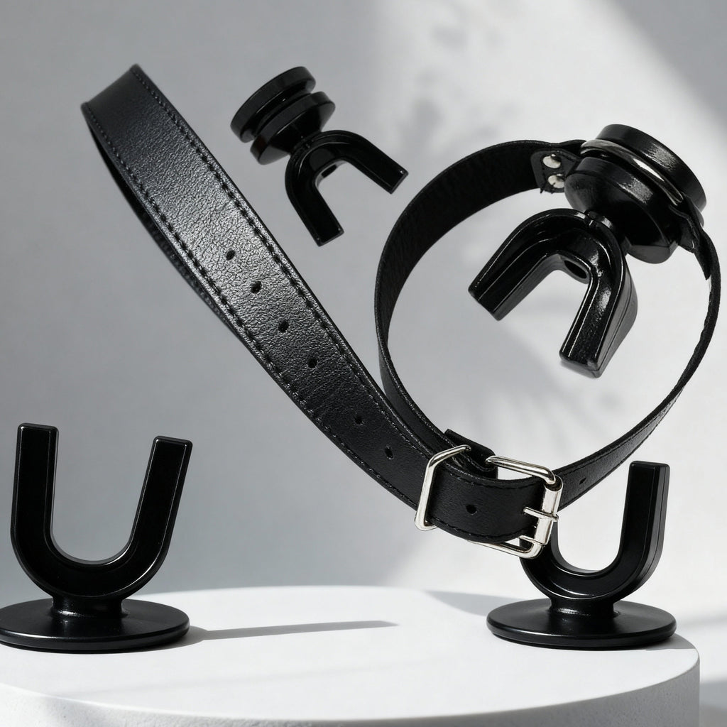 Gag bouche ouverte pour couples – Anneau oral BDSM en caoutchouc et cuir