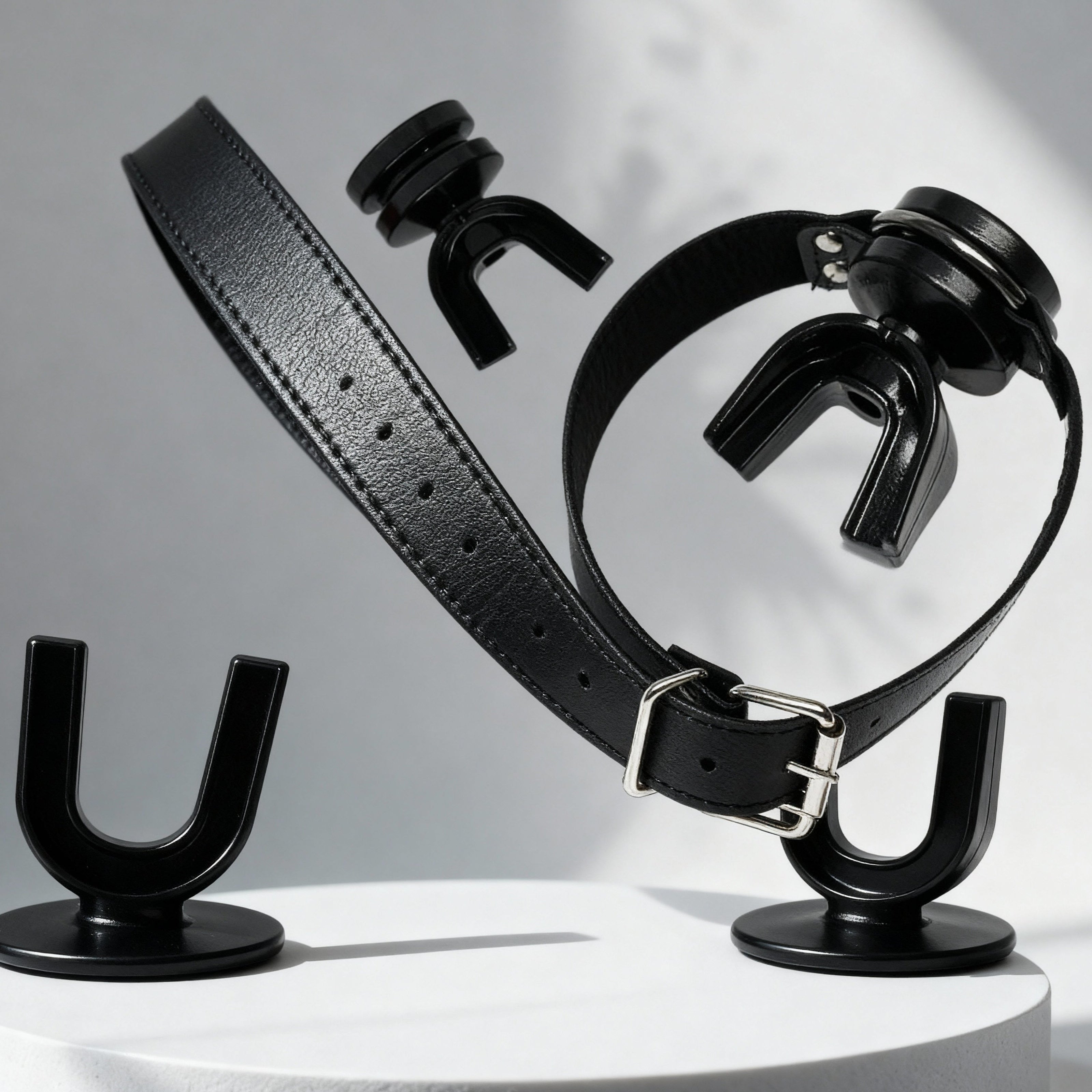 Gag bouche ouverte pour couples – Anneau oral BDSM en caoutchouc et cuir