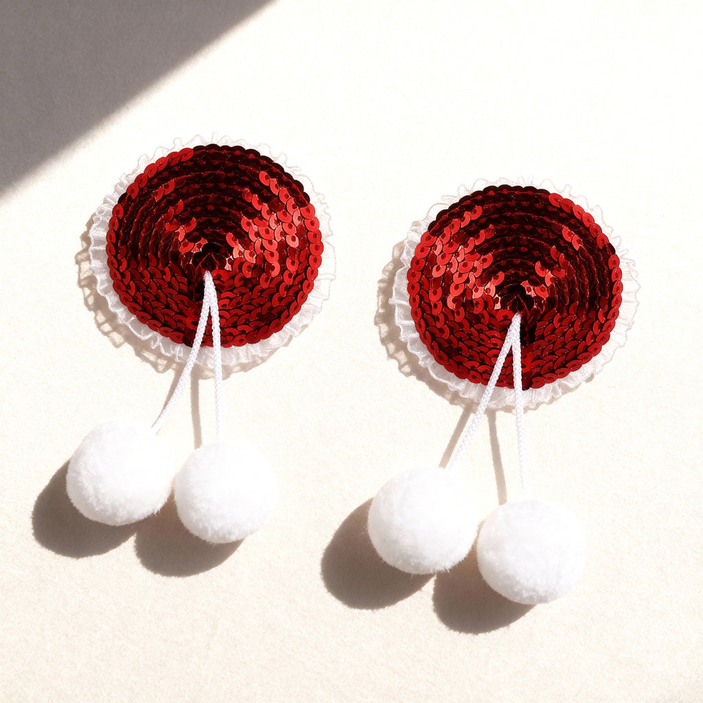 Cache-tétons en pompons Noël